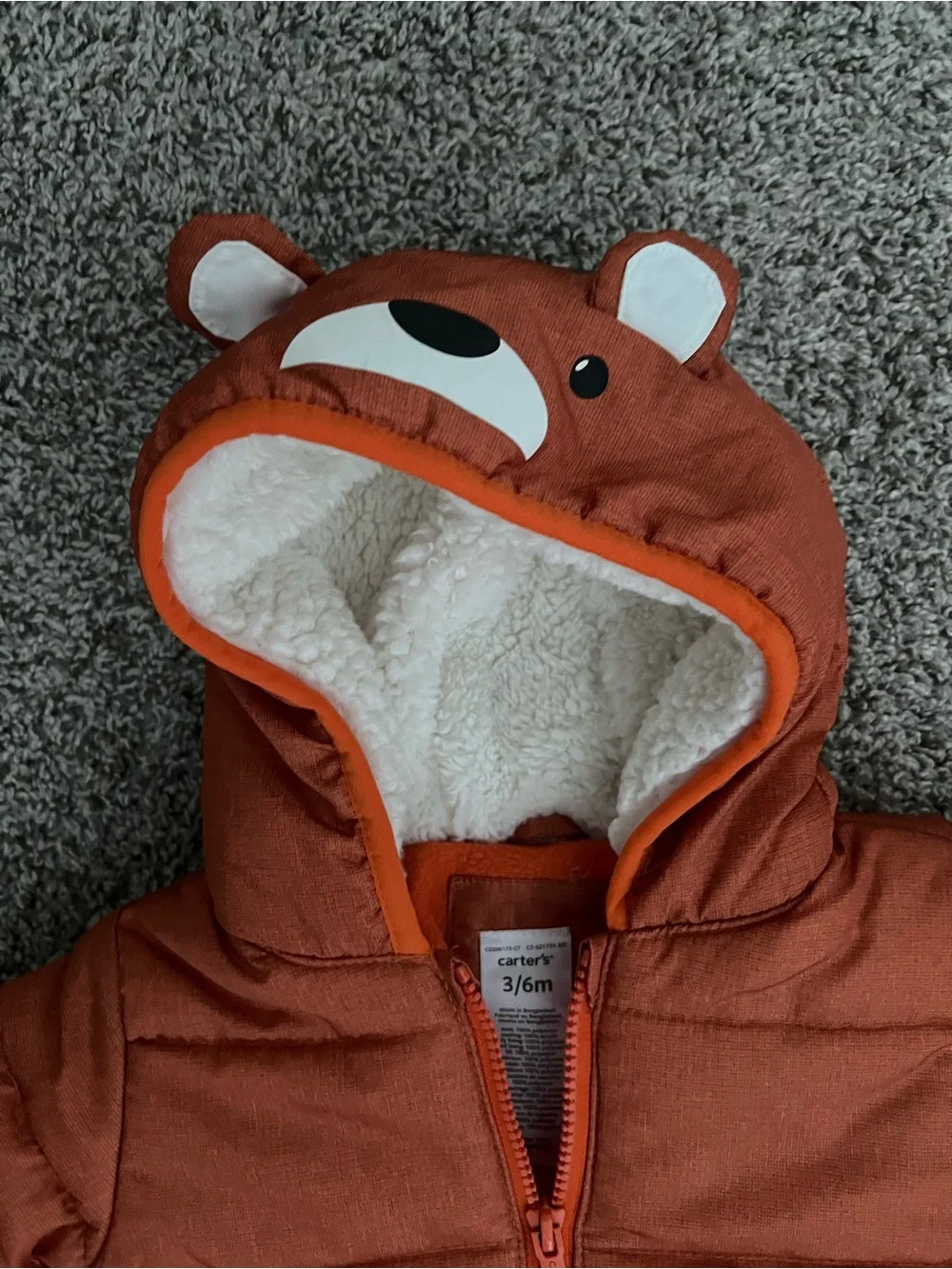 Carter's Rust Orange Quilted Fleece-Lined Baby One-Piece Footie